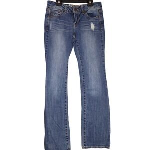SO Bootcut Jeans Juniors 7 Regular Blue Good Distressed Denim Y2K Grunge Boho